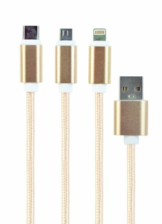 Зарядний кабель USB 3-в-1 Cablexpert CC-USB2-AM31-1M-G, AM-тато/Lightning/Micro/Type-C, 1.0 м., фото №2