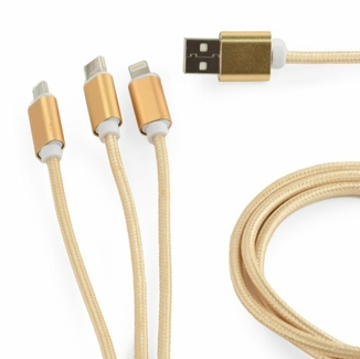 Зарядний кабель USB 3-в-1 Cablexpert CC-USB2-AM31-1M-G, AM-тато/Lightning/Micro/Type-C, 1.0 м., фото №4