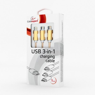 Зарядний кабель USB 3-в-1 Cablexpert CC-USB2-AM31-1M-G, AM-тато/Lightning/Micro/Type-C, 1.0 м., numer zdjęcia 6