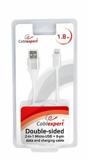 Кабель micro Cablexpert CCB-USB2AM-mU8P-6, USB 2.0 A-вилка/Lightning+microUSB, 1.8 м., фото №5