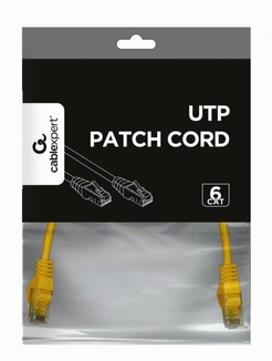 Патч корд Cablexpert PP6U-0.25M/Y, UTP, категорія. 6, литий,  50u" штекер із фіксатором, 0.25 м, жовтий, фото №4