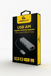 Адаптер Cablexpert A-AMU3-LAN-01, з USB-A на Gigabit Ethernet + хаб 3xUSB 3.1 Gen1, numer zdjęcia 4