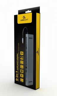 Адаптер Cablexpert A-CM-COMBO9-01, USB Type-C 9-в-1 (USB-хаб + HDMI/VGA/PD/картридер/LAN/3.5-мм аудіо), сірий, numer zdjęcia 6