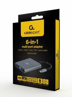 Адаптер Cablexpert A-CM-COMBO6-01, USB Type-C 6-в-1, numer zdjęcia 5