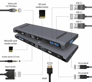 Адаптер Cablexpert A-CM-COMBO10-01, USB Type-C 10-в-1, фото №4