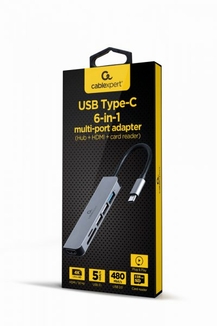Адаптер Cablexpert A-CM-COMBO6-02, USB Type-C 6-в-1, фото №3