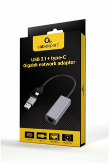 Адаптер Cablexpert A-USB3AC-LAN-01, з  USB Type-A/C на Gigabit Ethernet, numer zdjęcia 3