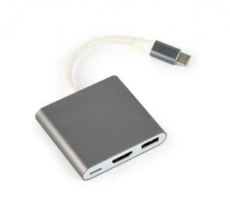 Адаптер-перехідник Cablexpert A-CM-HDMIF-02-SG Type-C на на HDMI/USB 3.0/USB-C, фото №2