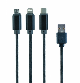 Зарядний кабель USB 3-в-1 Cablexpert CC-USB2-AM31-1M, AM-тато/Lightning/Micro/Type-C, 1.0 м., фото №2