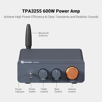 Підсилювач звуку Fosi Audio BT20A Pro blue, Bluetooth 5.0, 2x300W, фото №3