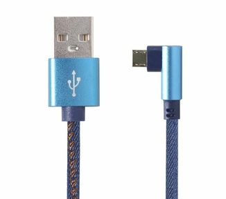 Кабель кутовий Cablexpert CC-USB2J-AMmBML-1M-BL, USB 2.0 A-тато/Micro B-тато, 1,0 м., фото №2