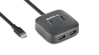 USB концентратор REAL-EL CQ-407, Type-C, 4 порта USB 3.0, чорний, numer zdjęcia 2