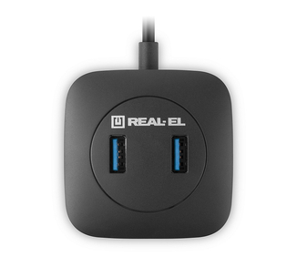 USB концентратор REAL-EL CQ-407, Type-C, 4 порта USB 3.0, чорний, фото №8