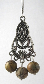 Яшма Серьги + Тибетское серебро + Крюк 925, фото №2