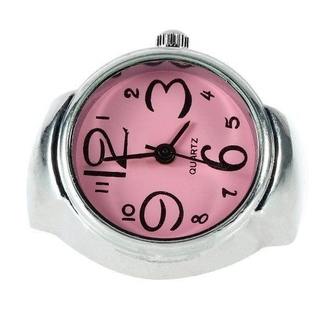Часы - Кольцо на палец. Розовый + Черные стрелки, фото №2