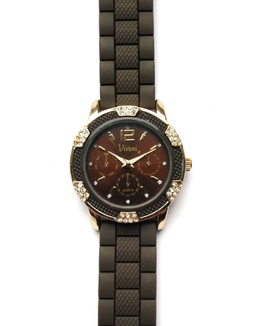 Vivani by Accutime zegarek z USA cyrkonie silikonowy futro. Singapore SII, numer zdjęcia 5
