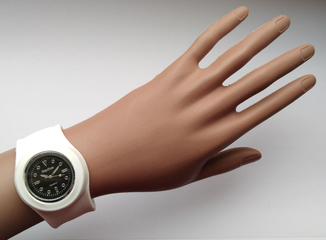 Slap Style черно-белые часы на любую руку ремешок слап, фото №5