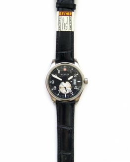 Wenger Swiss швейцарские мужские часы кожа дата WR100M сталь, фото №4
