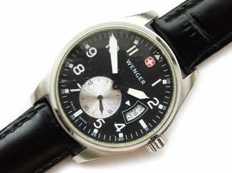 Wenger Swiss швейцарские мужские часы кожа дата WR100M сталь, photo number 5