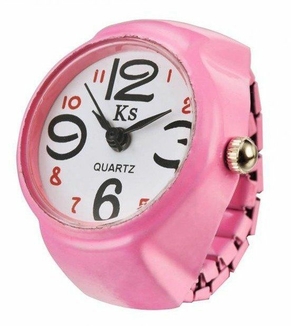 Часы - Кольцо на палец. Розовые + Белый циферблат, фото №2