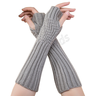 Митенки длинные перчатки без пальцев теплые (MitWarm2)  Серые, numer zdjęcia 3