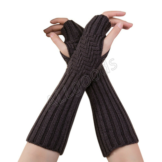 Митенки длинные перчатки без пальцев теплые (MitWarm2) Темно-коричневые, фото №3