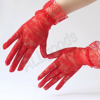 Перчатки кружевные закрытые Красные (p410red), фото №6