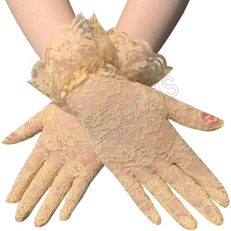 Перчатки кружевные закрытые Бежевые (p410beige), фото №2