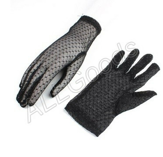 Перчатки гипюровые, кружевные (p771) Черные, фото №2