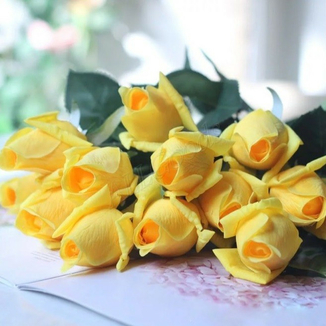 Розы искусственные 1шт Желтая, фото №2