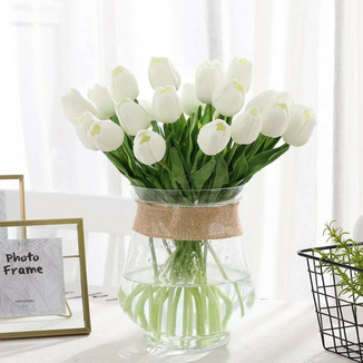 Тюльпан реалистичный искусственный 1шт. Цвет Белый, фото №3
