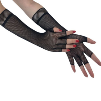 Перчатки сеточка длинные без пальцев (код p880-black), фото №2