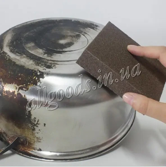 Губка меламиновая коричневая с напылением grinding block, фото №3