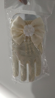 Перчатки детские короткие с бантиком Айвори, photo number 3