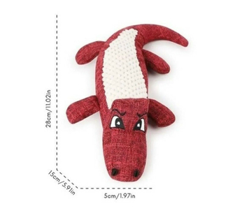 Игрушка для собак мягкая с пищалкой Крокодил Красный, фото №3