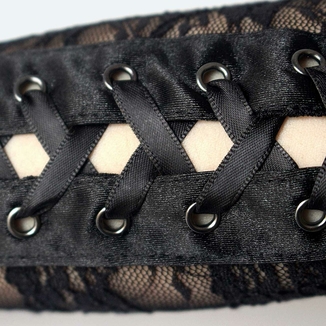 Перчатки женские черные на шнуровке, фото №3