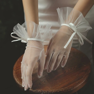 Перчатки женские свадебные белые, фото №2