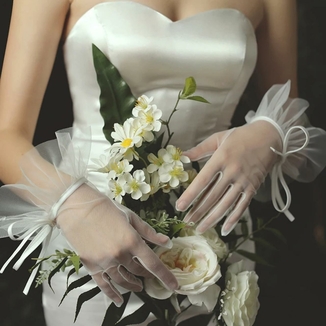 Перчатки женские свадебные белые, фото №4