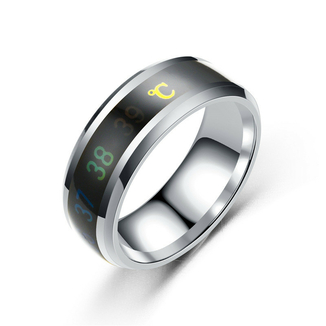 Умное кольцо с термометром Цвет Серебро 18 размер, фото №2