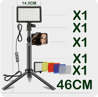 Свет для видео фотосъемок + штатив, держатель телефона и 3 цветовых фильтра, numer zdjęcia 3