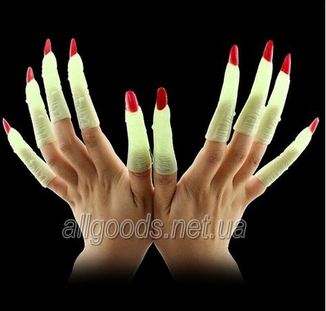 Пальцы с ногтями флуоресцентные 10шт., фото №2