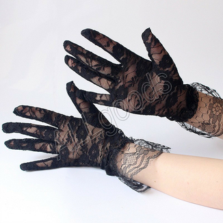 Перчатки кружевные закрытые Черные (p410black), фото №4