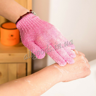 Перчатка мочалка для пилинга тела 1 шт ( малиновая), фото №5