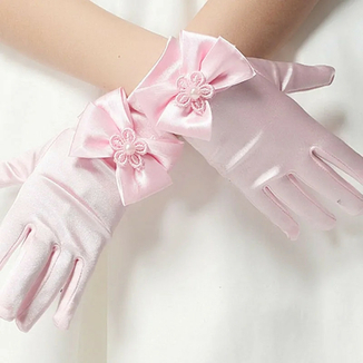 Перчатки детские короткие с бантиком Розовые, фото №2