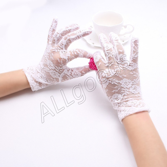 Rękawice zamknięte koronkowe krótkie (r330serye) biały, numer zdjęcia 6