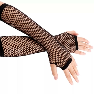 Перчатки сеточка длинные без пальцев митенки (код p870-black), фото №2