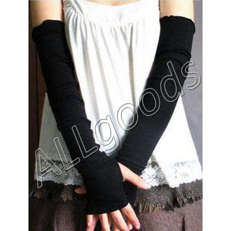 Митенки длинные до плеч (перчатки без пальцев mit1) Черные, фото №3