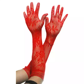 Перчатки кружевные длинные. Красные (p1010-red), фото №4