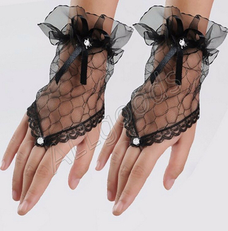 Rękawiczki koronkowe (pętelka na palec) p87 Czarne, numer zdjęcia 3