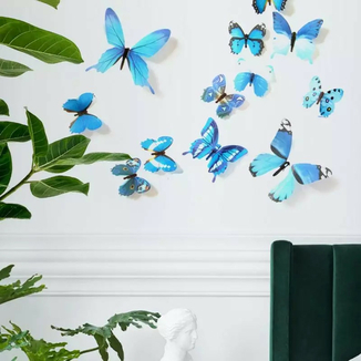 Бабочки наклейки 3D 12 шт /уп. Голубые, фото №3